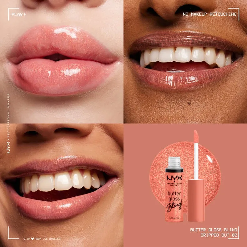 NYX Butter Gloss Non Sticky Lip Gloss 06 Shimmer Glow Brillo Labial