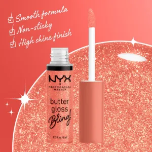 NYX Butter Gloss Non Sticky Lip Gloss 06 Shimmer Glow Brillo Labial
