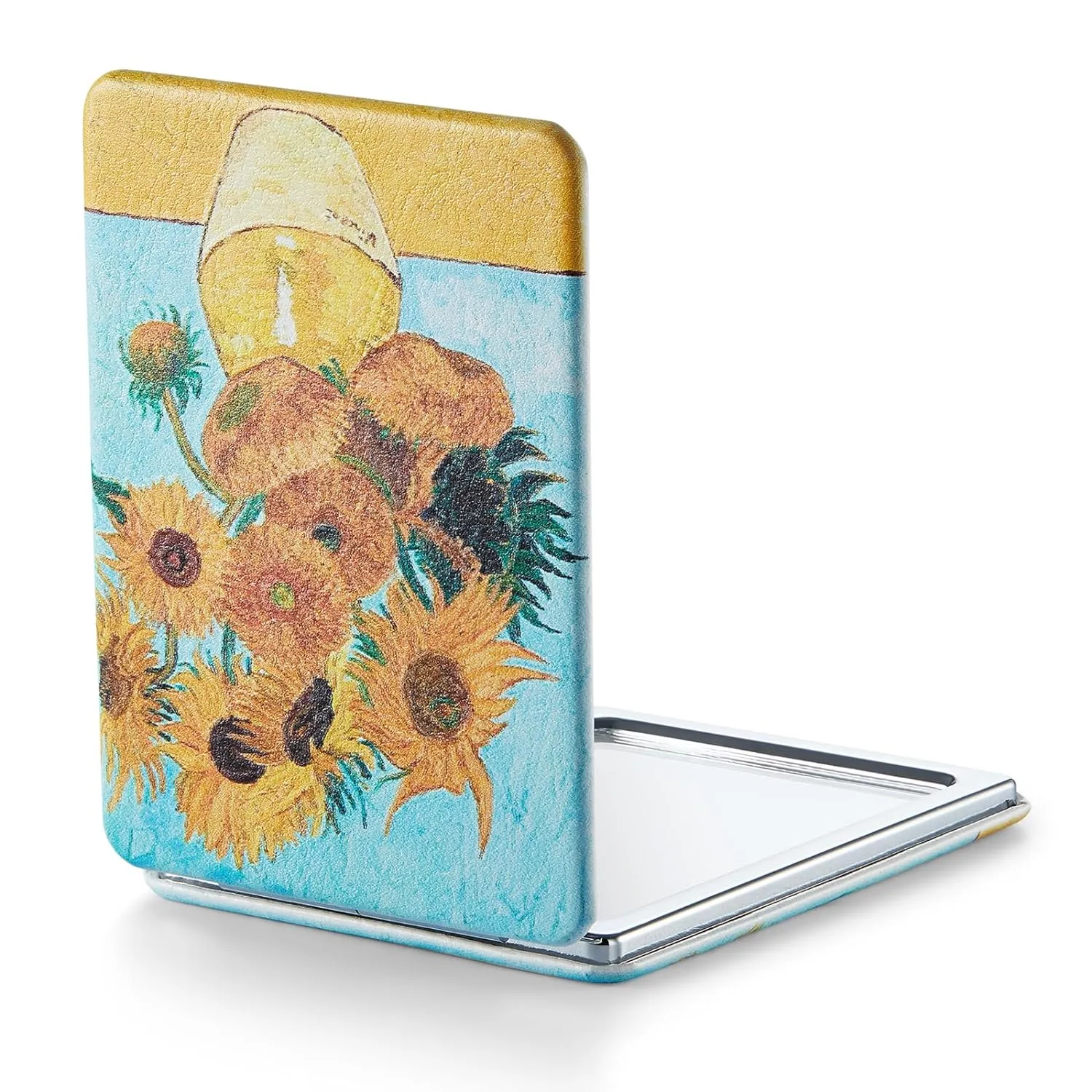OMIRO 1X/3X Magnifying Mirror, Unique Painting Compact Mirror with Classical PU Leather (Flower Mandala 2)
