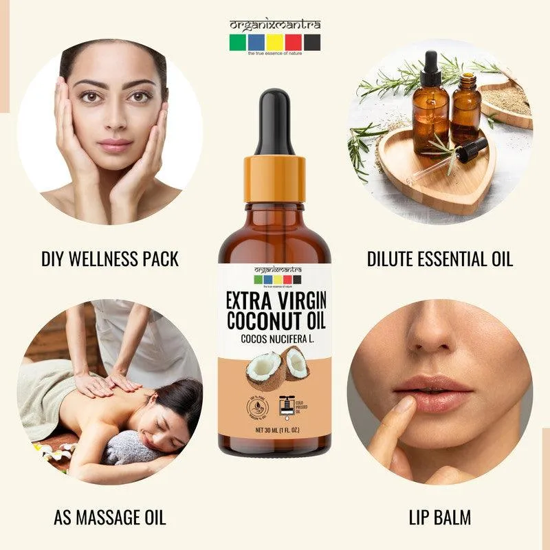 Organix Mantra Extra Virgin Coconut Oil for Hair, Body & Face Nourishment 100% Pure, Natural & Cold Pressed Organic Oil, 30ML
