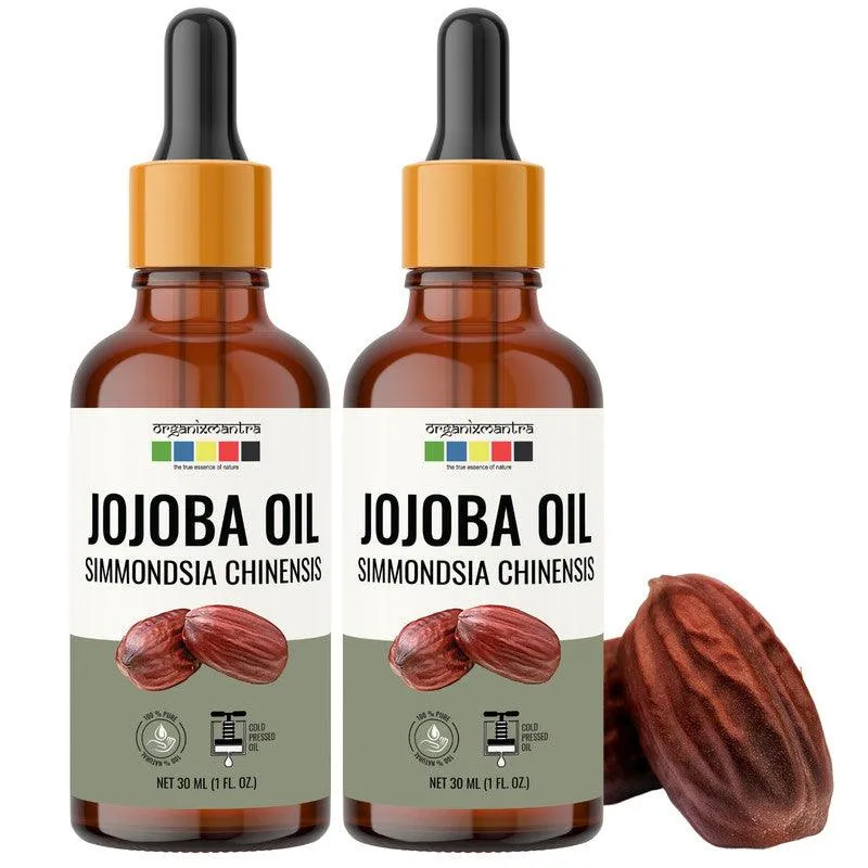 Organix Mantra Jojoba Oil for Hair Growth, Moisturizing Skin, Makeup Primer & Nails 100% Pure, Natural & Cold Pressed Oil Organic, 30ML x 2