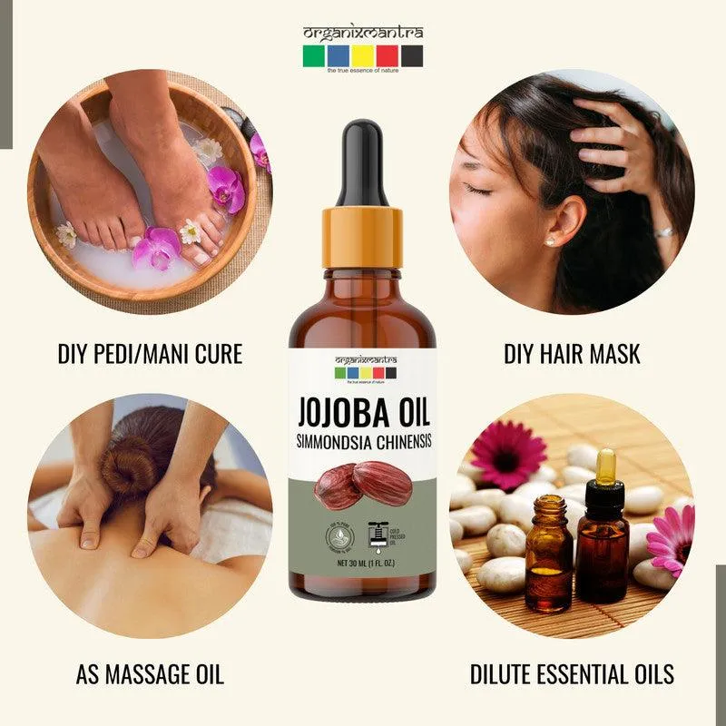 Organix Mantra Jojoba Oil for Hair Growth, Moisturizing Skin, Makeup Primer & Nails 100% Pure, Natural & Cold Pressed Oil Organic, 30ML x 2