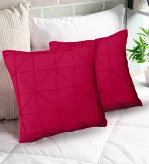 Pack of 2 Premium Velvet Diamond Pleated Cushion Cover Maroon