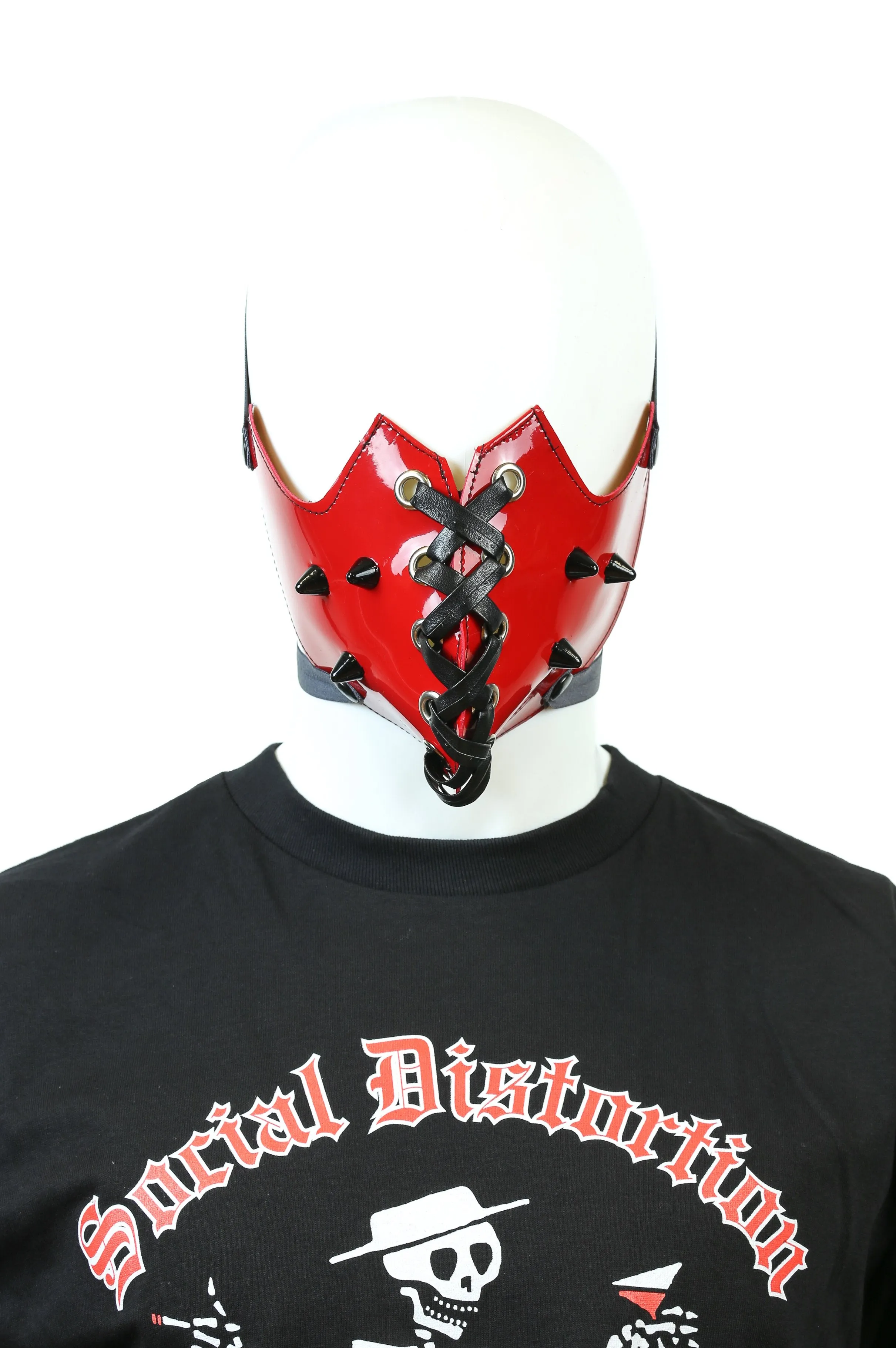 Patent Leather Spike Corset Mask