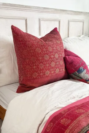 Pink Handmade Vintage Kantha Cushion Square 50cm