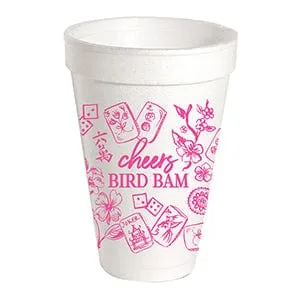 Pink Mahjong Bird Bam Foam Cups