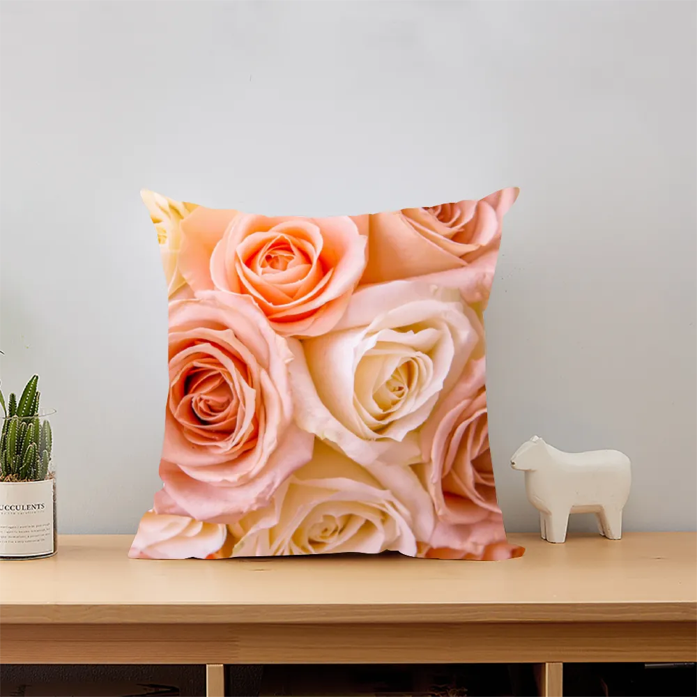Pinky Roses Short Plush Cushion Covers in 6 Sizes (FWS)