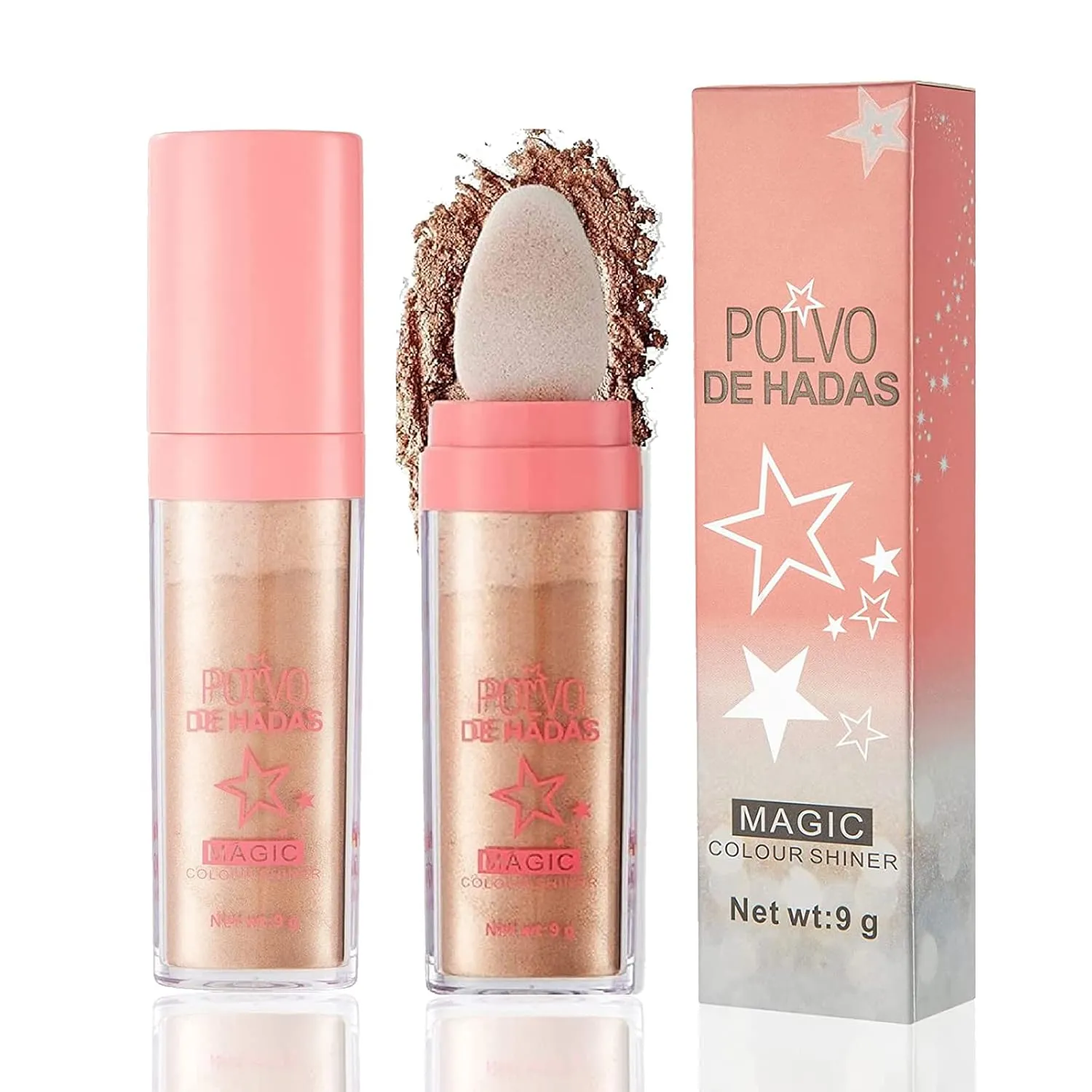 Polvo De Hadas Puff Fairy Powder 3D High-Gloss Powder Glitter Loose Powder Face Blusher Shimming Powder for Eyes, Face, Body Makeup