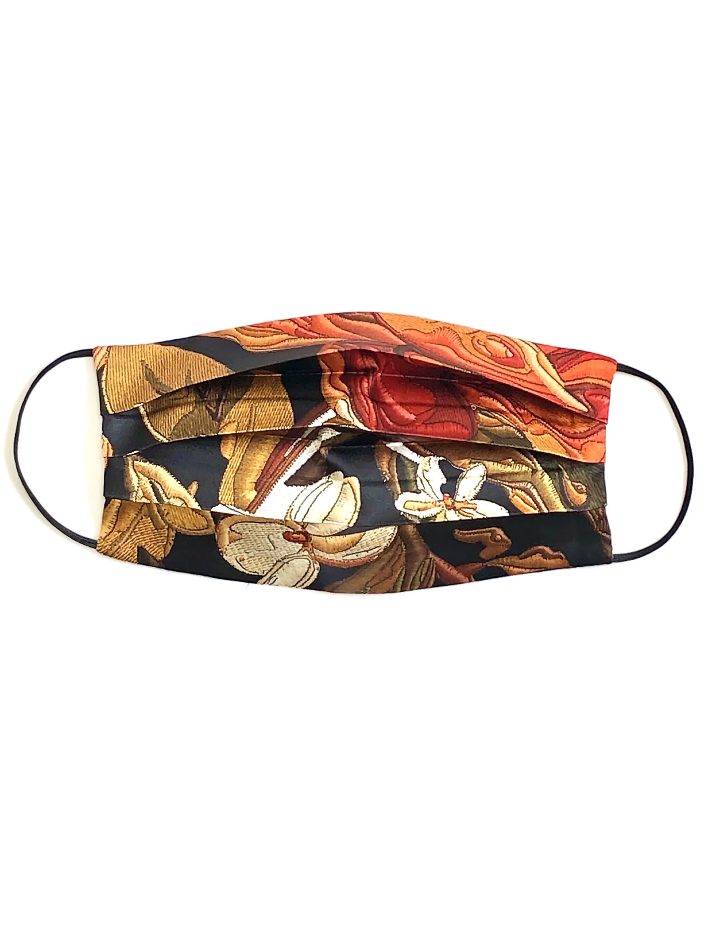 Printed Silk Face Mask   Embroidered Rose