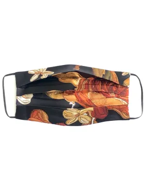 Printed Silk Face Mask   Embroidered Rose