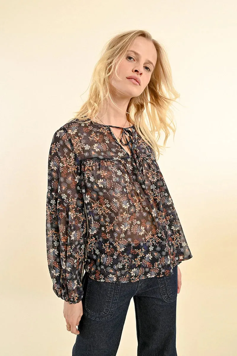 Printed Voile Long Sleeve Blouse by Molly Bracken