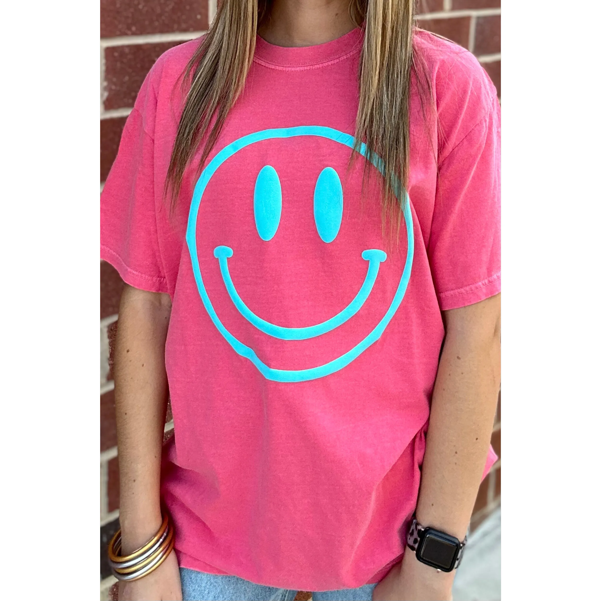 Puff Letter Blue Smiley Tee