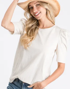 Puff Sleeve Cream Shirt