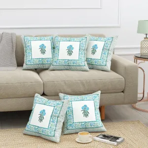 Pushpa Priya Jaipuri Block Print Cushion Cover - Set Of Five