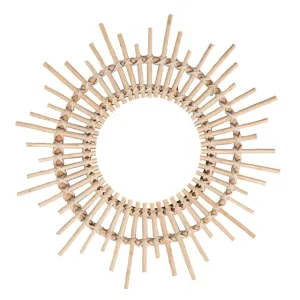 Rattan Round Sun Mirror