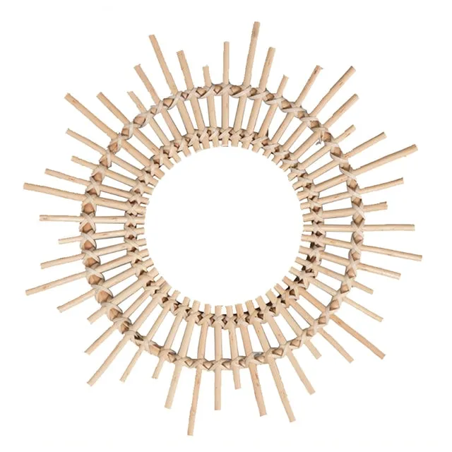 Rattan Round Sun Mirror