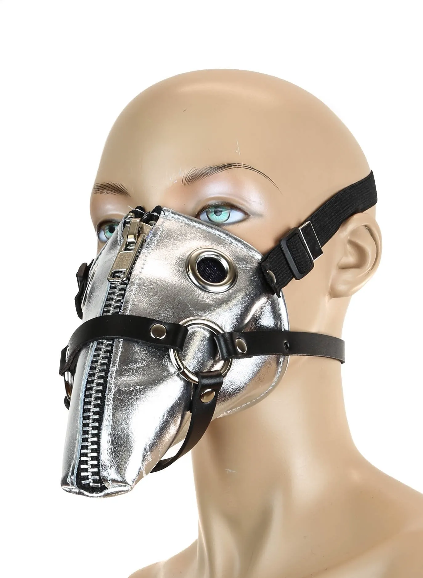 Ring Strap Dog Face Zipper Mask