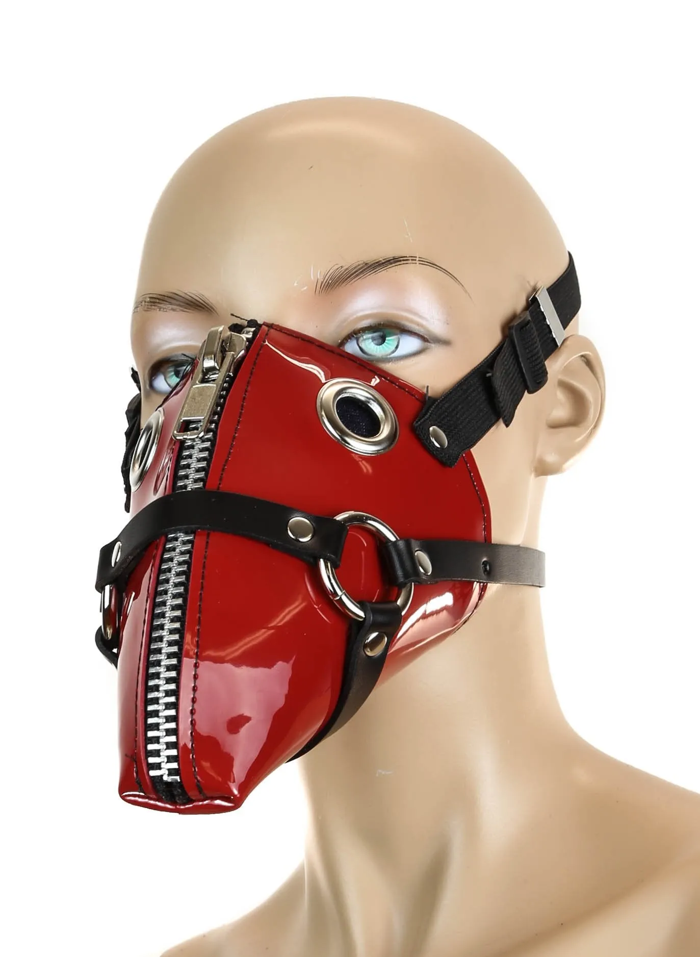 Ring Strap Dog Face Zipper Mask