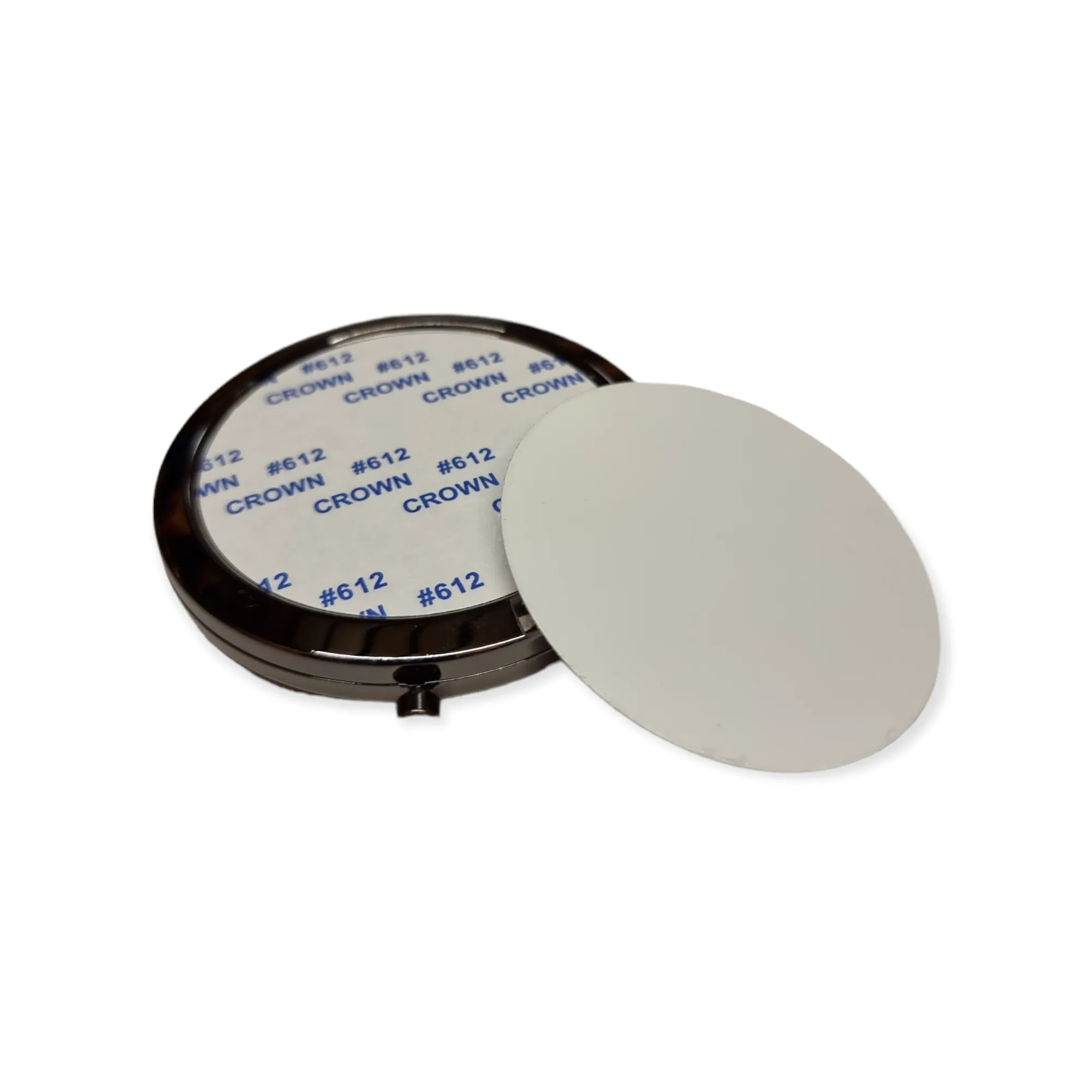 Round Compact Pocket Mirror - Smoked black