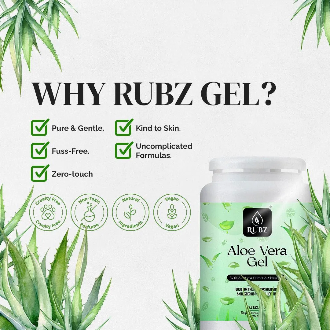Rubz 100% Pure Natural Aloe Vera Gel 5Kg With 200 gm Refillable Jar | Transperant Gel for Skin, Face, Acne Scars, Hair Care, Body Moisturizer & Dark Circles | For Spa, Salon, Family