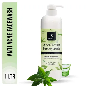 Rubz Anti acne Face Wash for Oil Control | Enriched with Tea Tree Oil | Lighten Blemishes | Paraben and Sulphates Free | Best Face Wash for Oily Skin | 1 Litre
