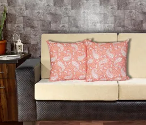 Ruksaana Printed Cushion Cover (Orange) - Set Of Two