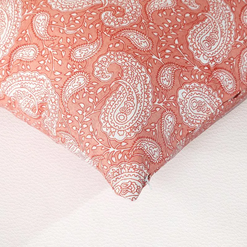 Ruksaana Printed Cushion Cover (Orange) - Set Of Two