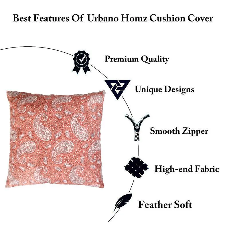 Ruksaana Printed Cushion Cover (Orange) - Set Of Two