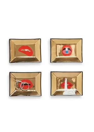 Set De Quatre Vides Poches "Bouche" Gold
