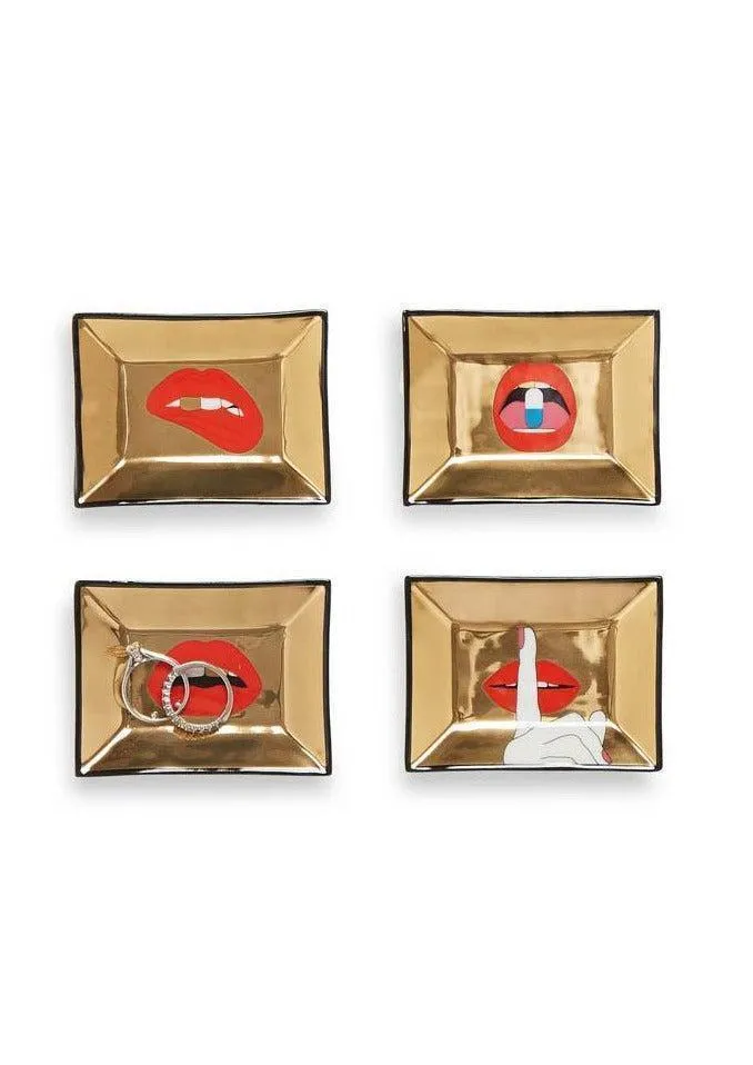 Set De Quatre Vides Poches "Bouche" Gold