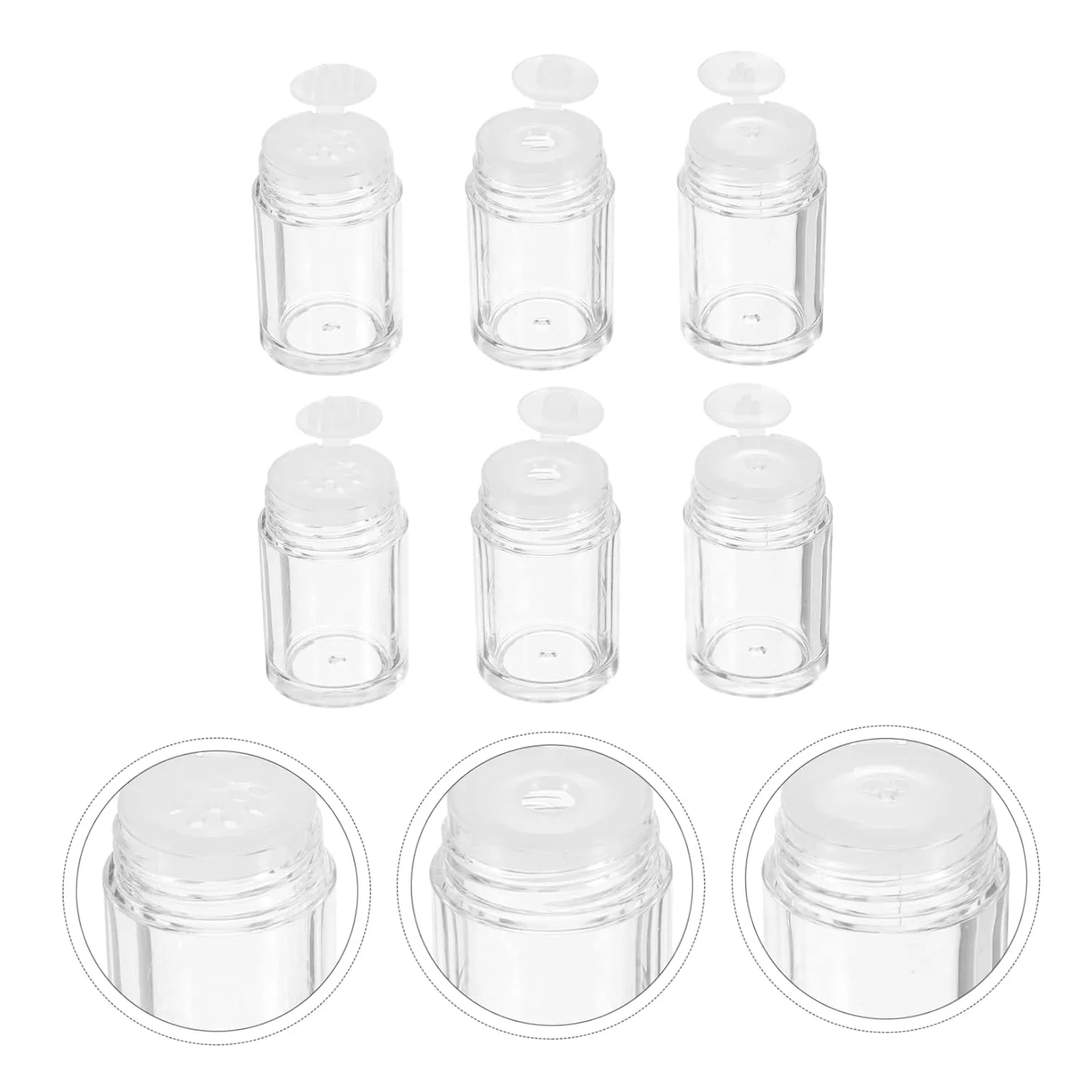 Sets Elegant Flip Lid Loose Powder Container Plastic Bottle for Open-hole for Diy Makeup Travel Pcs