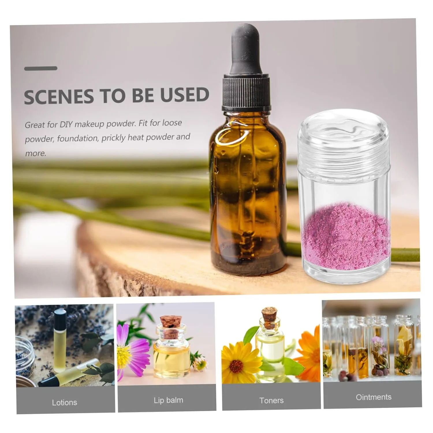 Sets Elegant Flip Lid Loose Powder Container Plastic Bottle for Open-hole for Diy Makeup Travel Pcs