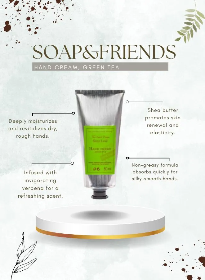 Soap&Friends Antioxidant-rich Hand Cream 20% Shea Butter Green Tea - Skin Protection, 80 ml