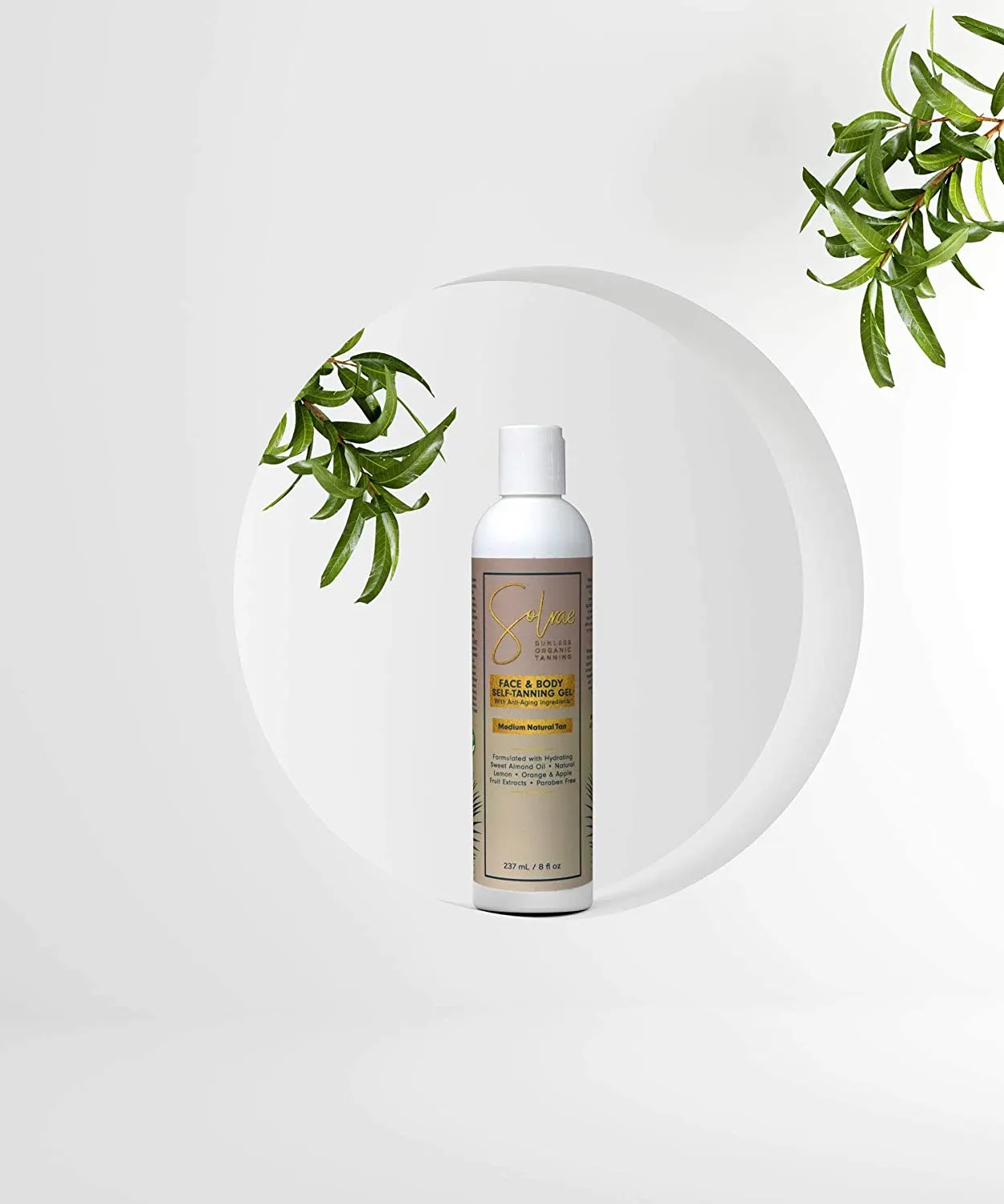 Solrae Sunless Organic Tanning Gel for Face & Body with Anti-Aging and Natural Ingredients 237 ml/8 fl oz