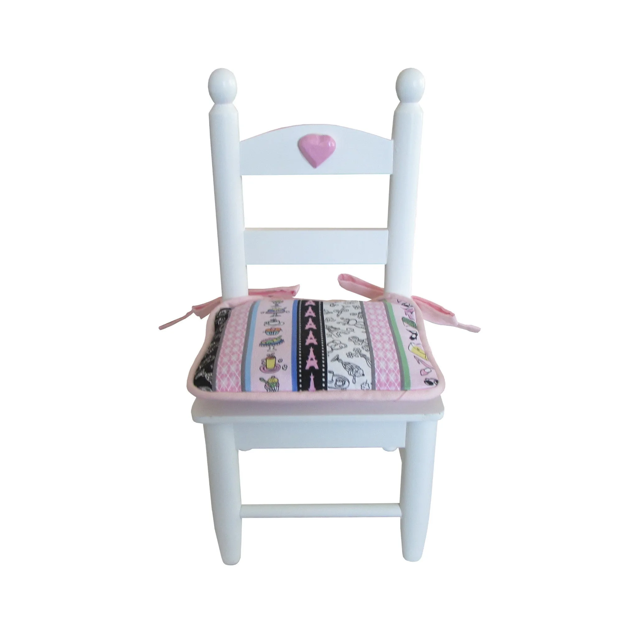 Striped Paris Print Doll Chair Cushions for 18-inch Dolls