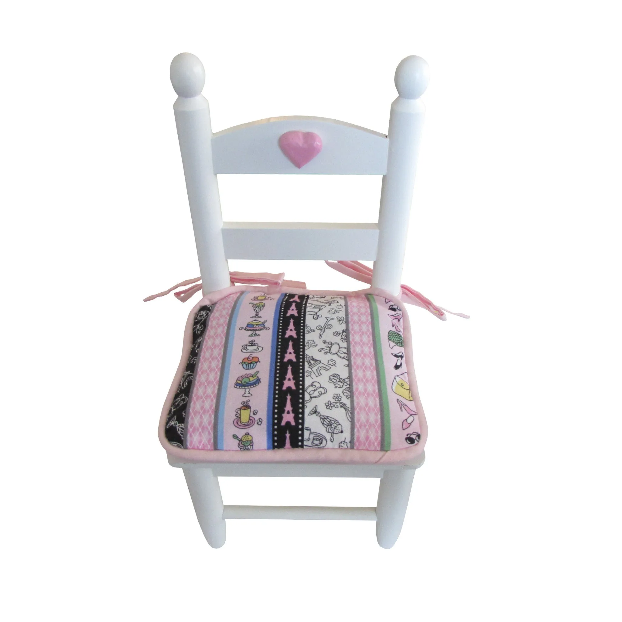 Striped Paris Print Doll Chair Cushions for 18-inch Dolls