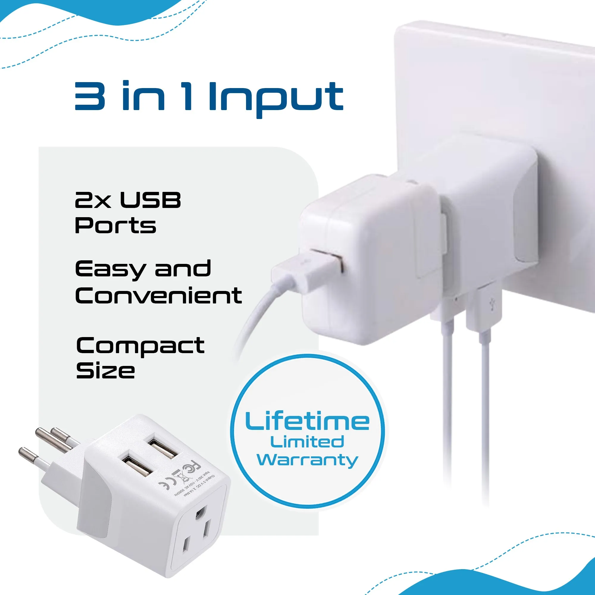 Switzerland Travel Adapter - Type J - Dual USB (CTU-11A)