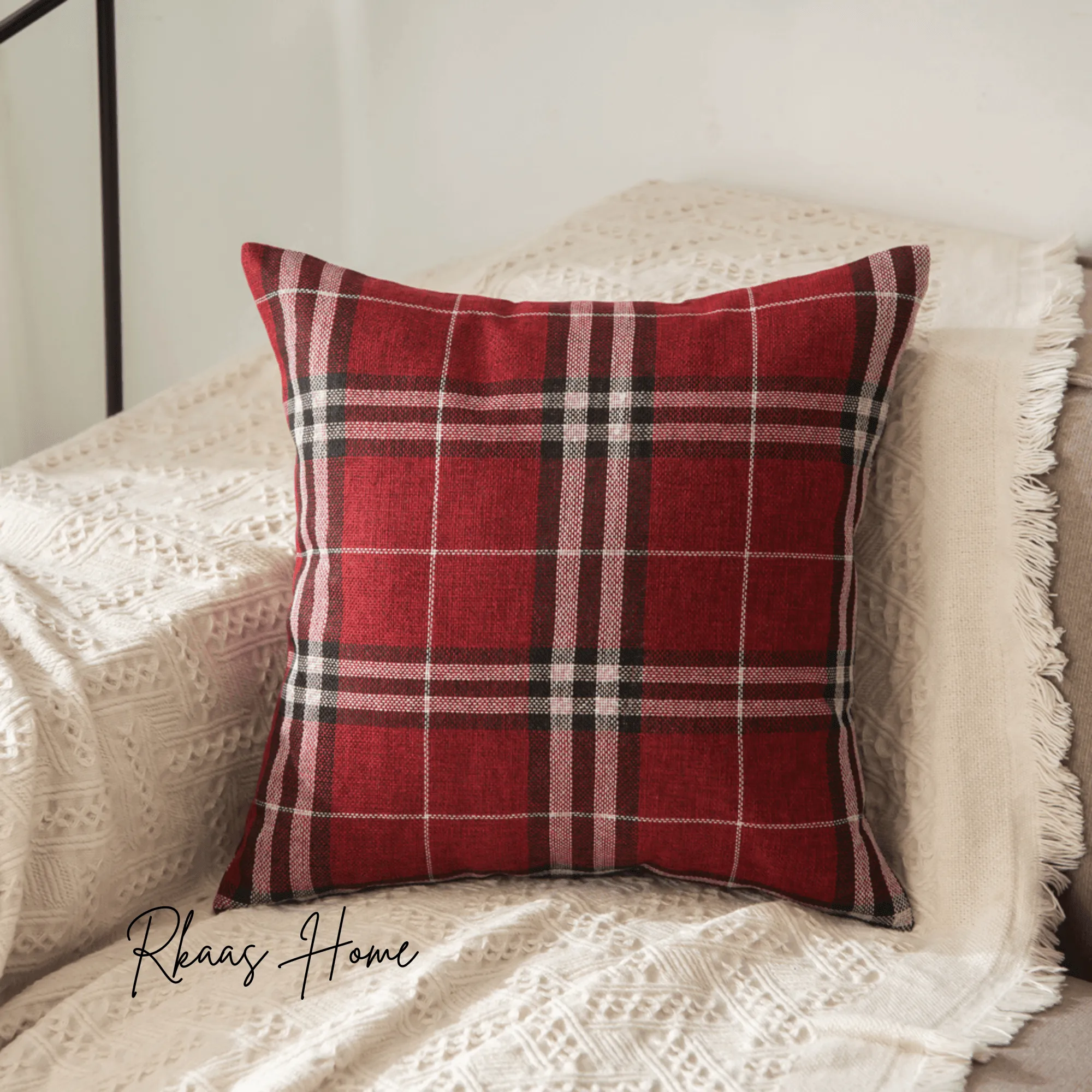 Tartan Check Cushion Cover Home Sofa 45x45 CM (18"x18")
