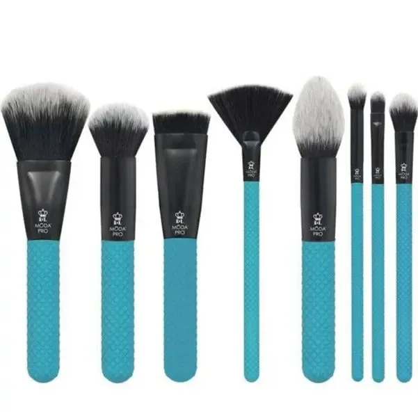 Teal Pro Glam 8-Pc Makeup Brush Set