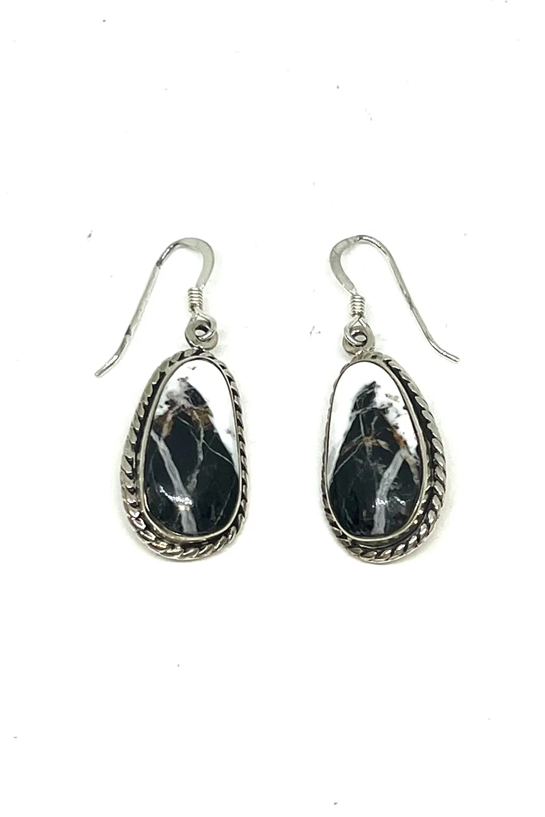 Terry Wood Navajo White Buffalo Freeform Earrings