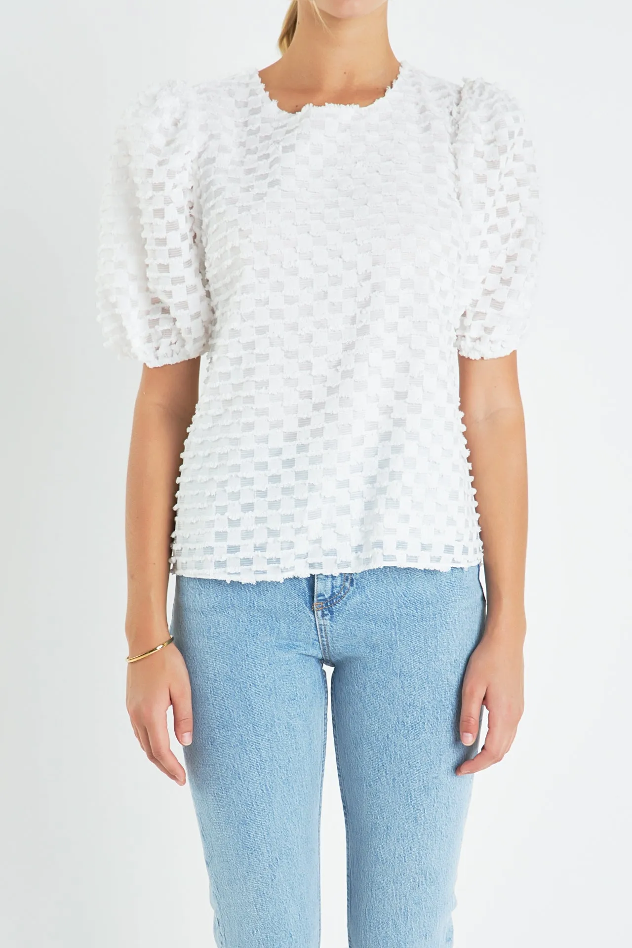 Textured Puff Sleeve Top