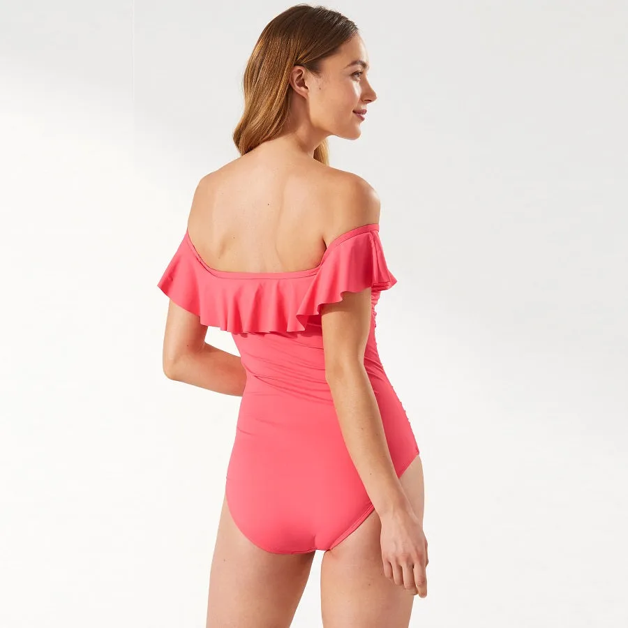 Tommy Bahama Off The Shoulder 1 Pc SS300377 - Pearl Solids Coral Coast