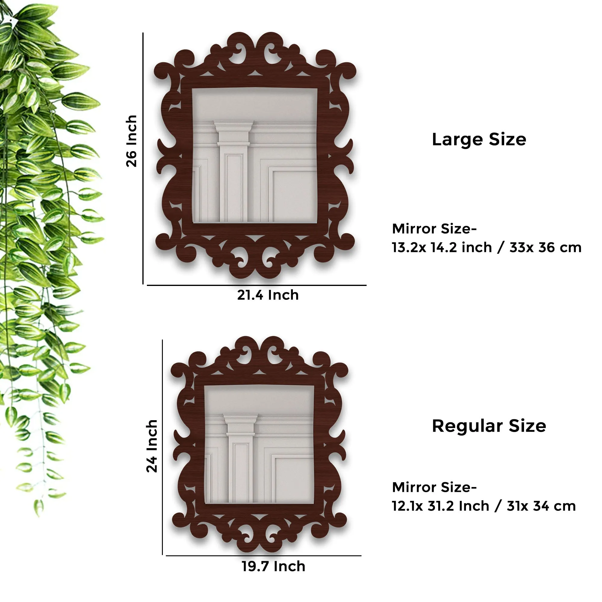 Unique Mirror Shapes Brown Wood Wall Mirror