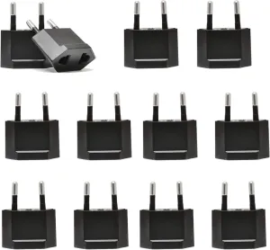 USA / N. America to Europe Travel Adapter - Non-Grounded (UP-12AE, 12 Pack)