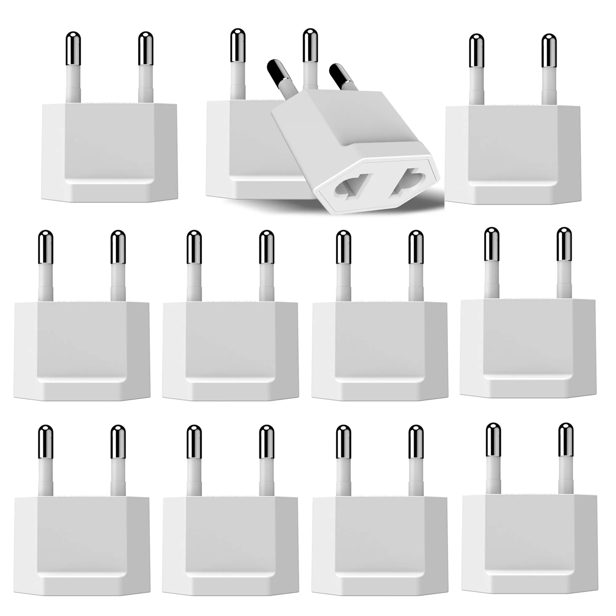 USA / N. America to Europe Travel Adapter - Non-Grounded (UP-12AE, 12 Pack)