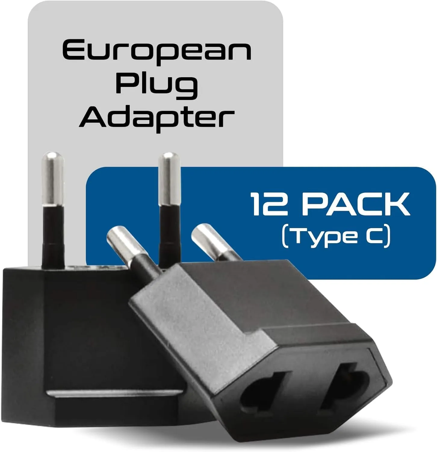 USA / N. America to Europe Travel Adapter - Non-Grounded (UP-12AE, 12 Pack)