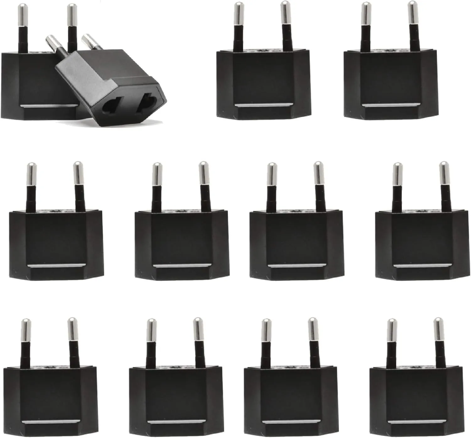 USA / N. America to Europe Travel Adapter - Non-Grounded (UP-12AE, 12 Pack)