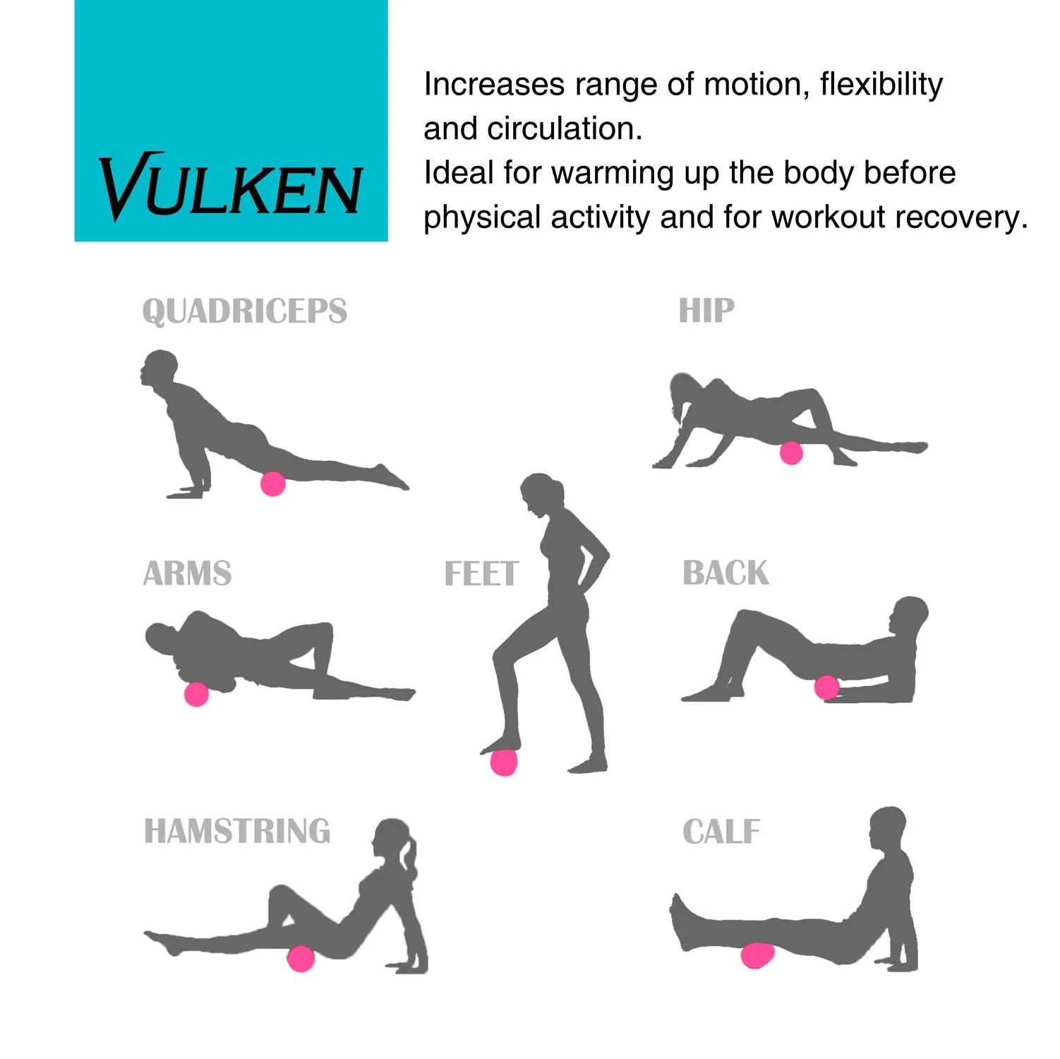 VulkRoll Vibrating Foam Roller 17” Electric Foam Rolling Massager