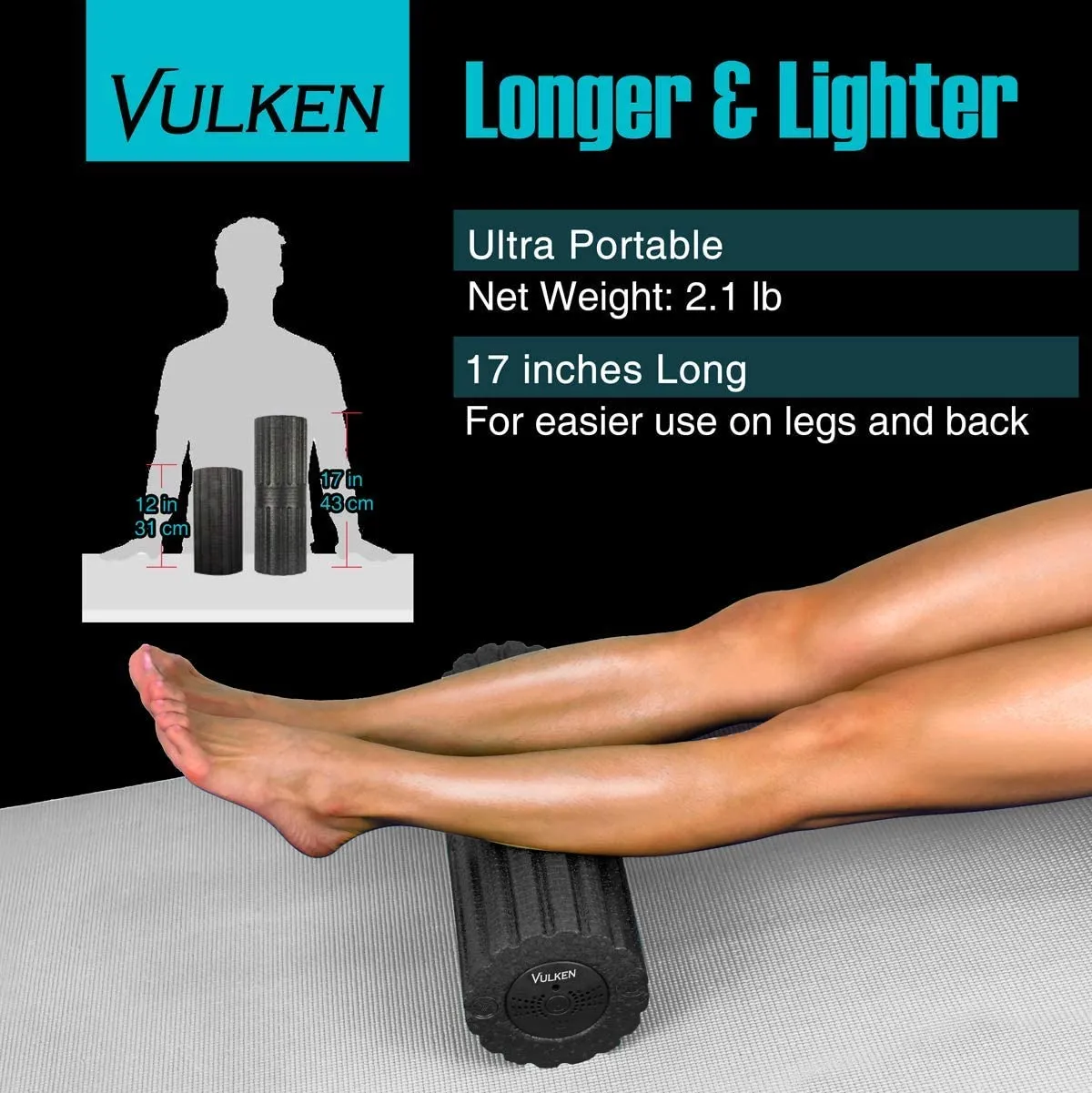 VulkRoll Vibrating Foam Roller 17” Electric Foam Rolling Massager