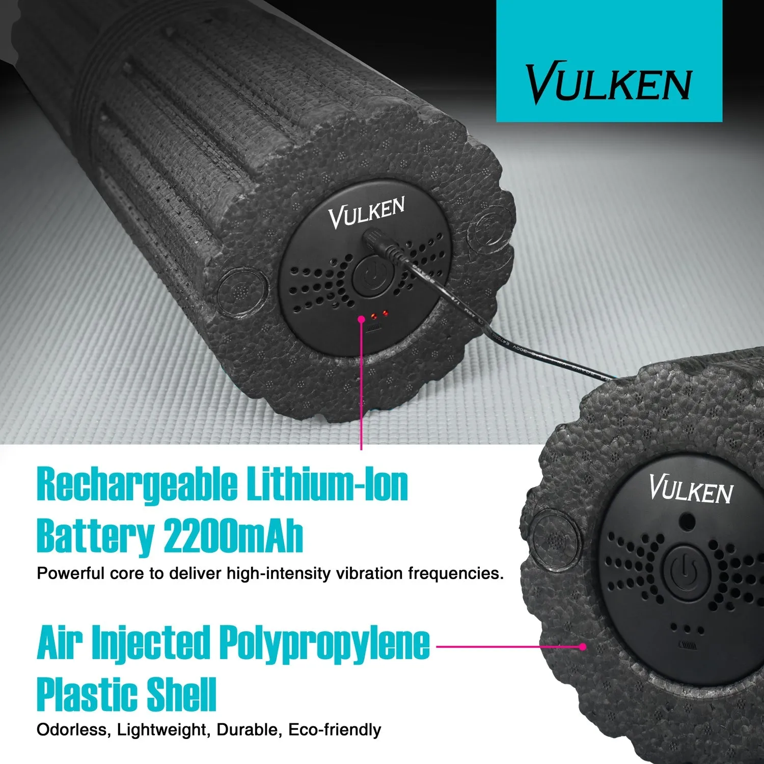 VulkRoll Vibrating Foam Roller 17” Electric Foam Rolling Massager